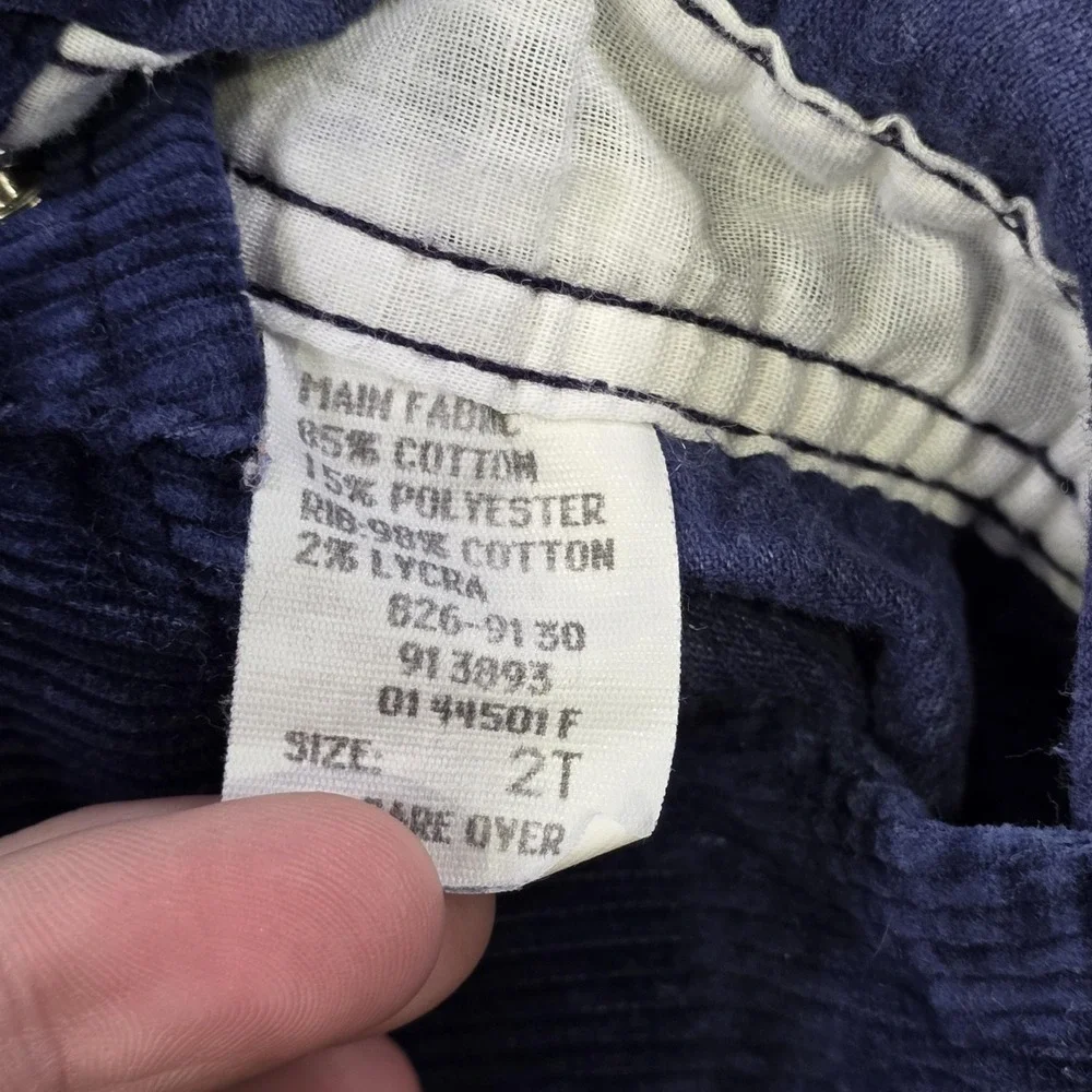 Vintage OshKosh B'gosh Overalls Toddler 2T Blue Corduroy Bib Snap Leg Made USA